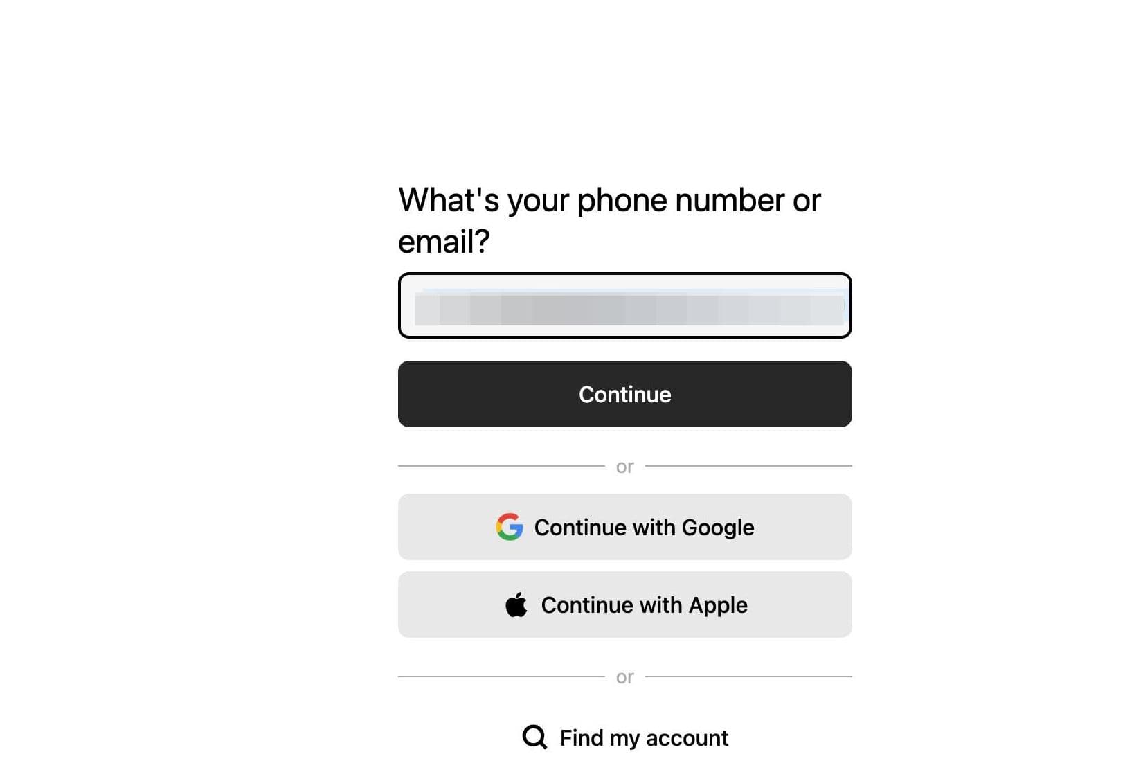 Login with your phone number or email address