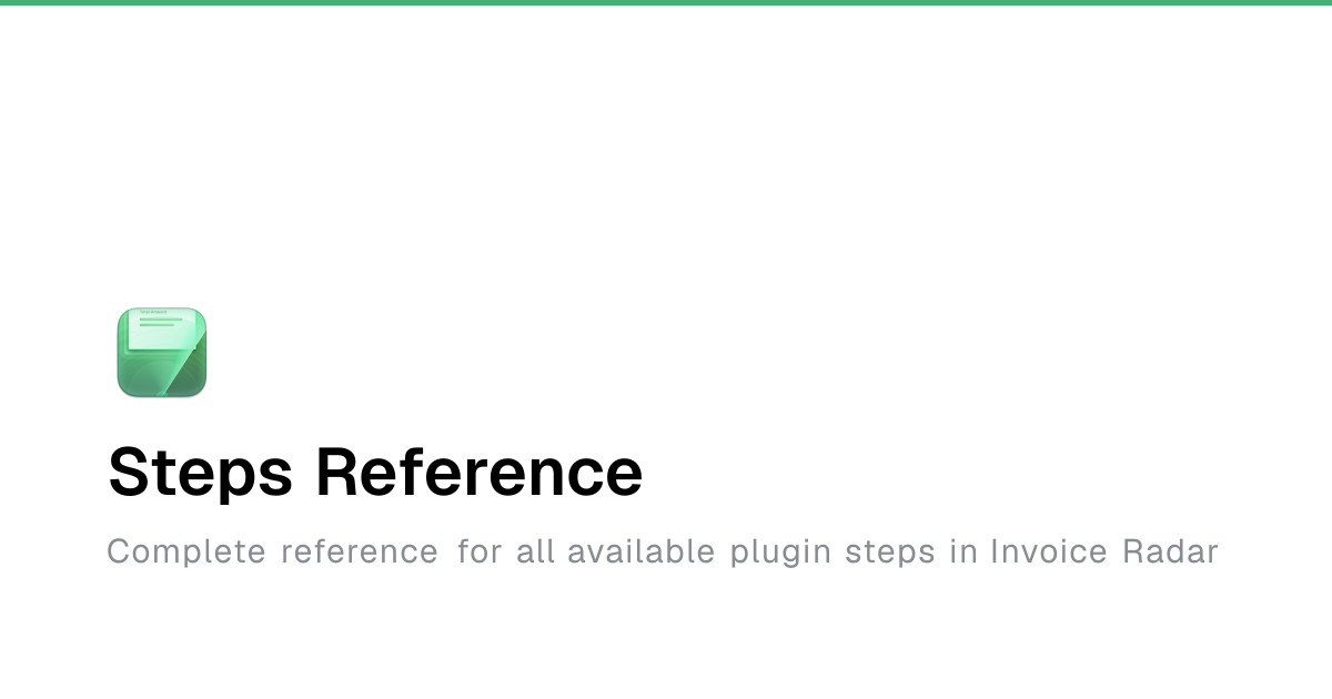 Ref Step In Steps Reference - Invoice Radar Docs